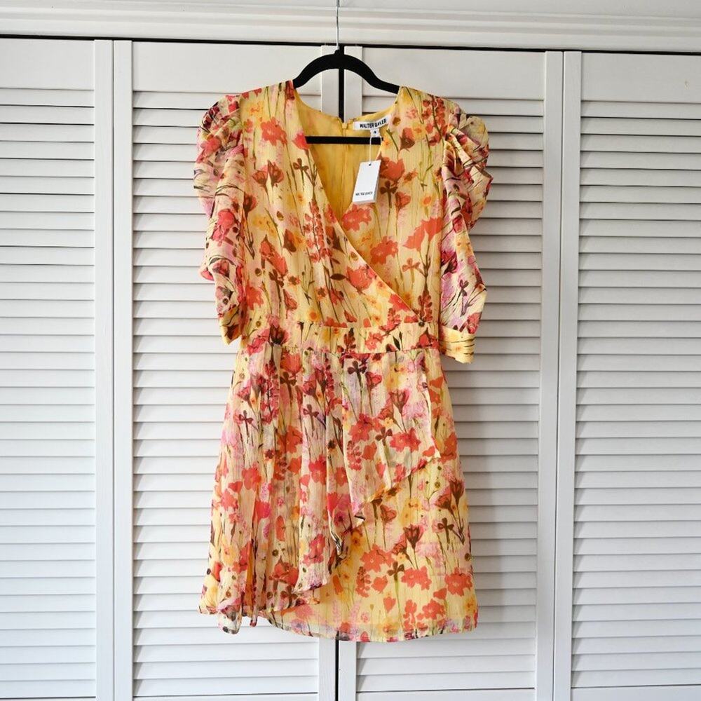 Walter Baker Size 4 NWT Floral Yellow Tulip Adriana Dress | Size 4 - Picture 2 of 11